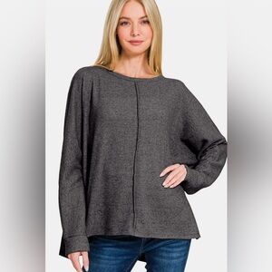 Zenana High-Low Side Slit Round Neck T-Shirt